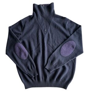 DALMINE Plus 1/4 Zip Sweater Men’s 56 (XL/XXL) Italy Wool Cashmere Elbow Patches